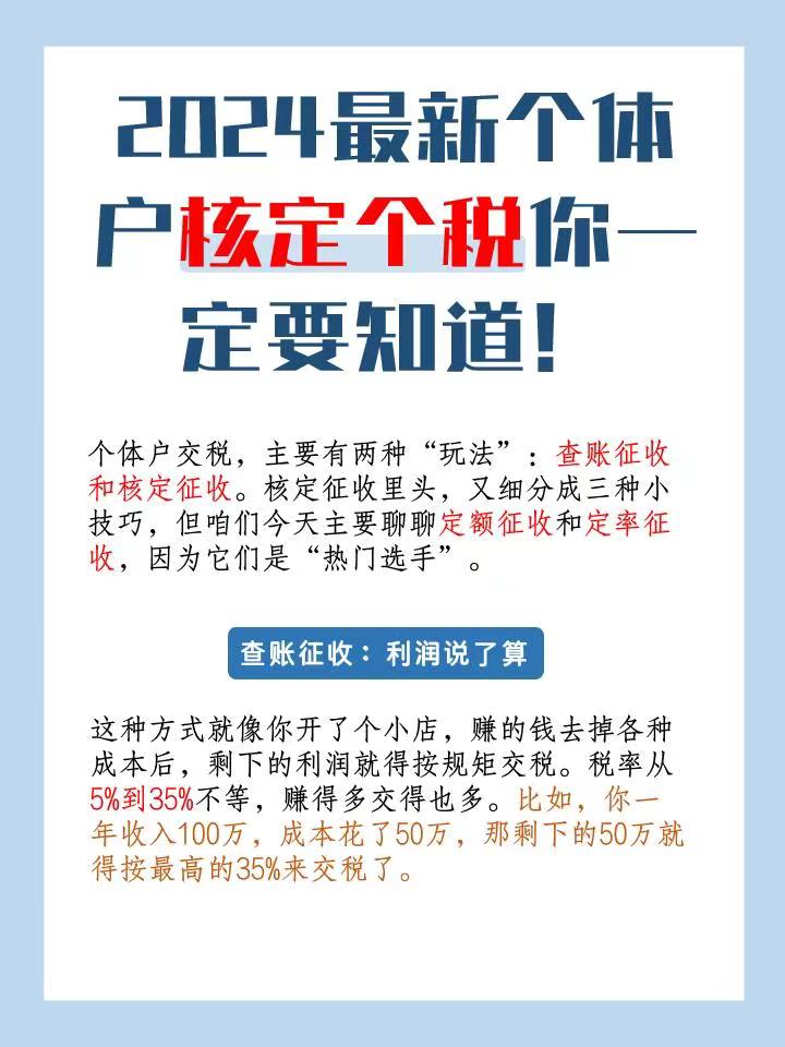 福建2024最新个体户核定个税你一定要知道！